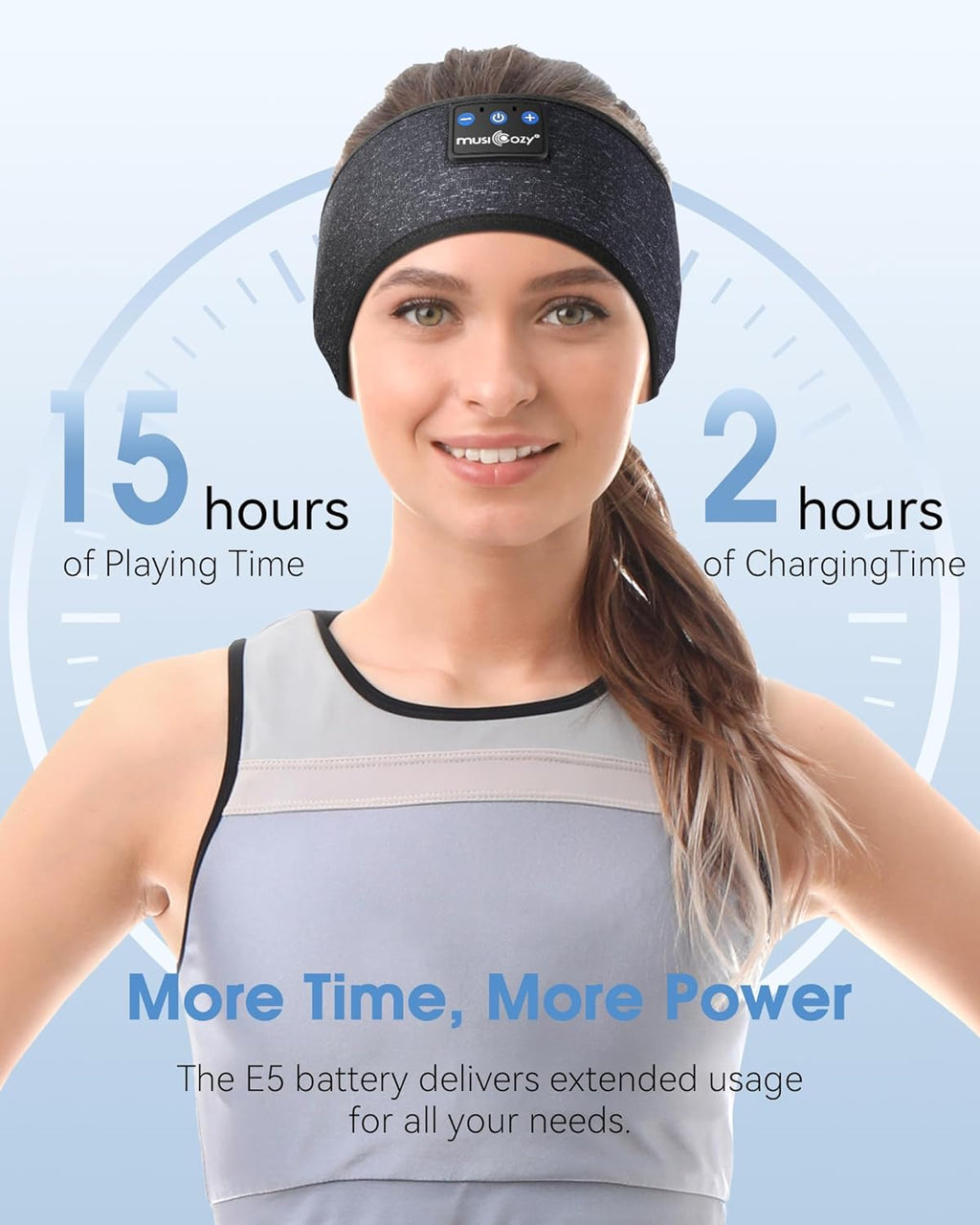 Sleep Headphones Bluetooth 5.4 Headband, Wireless Earphones Sweat Resistant Earbuds with Ultra-Thin HD Stereo Speaker for Workout Running