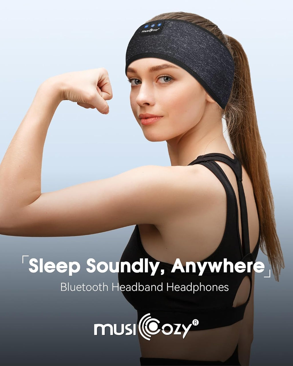 Sleep Headphones Bluetooth 5.4 Headband, Wireless Earphones Sweat Resistant Earbuds with Ultra-Thin HD Stereo Speaker for Workout Running