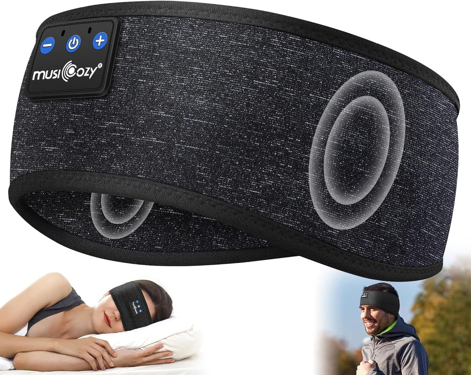 Sleep Headphones Bluetooth 5.4 Headband, Wireless Earphones Sweat Resistant Earbuds with Ultra-Thin HD Stereo Speaker for Workout Running